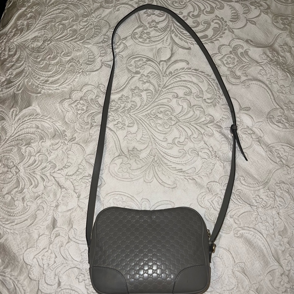 Authentic Gucci Gray Leather Microguccissima Bree… - image 8